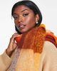 ASOS DESIGN ASOS DESIGN fluffy tassel scarf in orange oversized check-Brown - 3