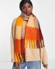 ASOS DESIGN ASOS DESIGN fluffy tassel scarf in orange oversized check-Brown - 4