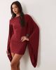 ASOS DESIGN ASOS DESIGN flute sleeve mini dress in wine-Gray - 1