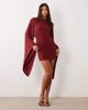 ASOS DESIGN ASOS DESIGN flute sleeve mini dress in wine-Gray - 3