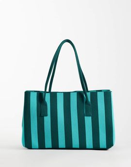 ASOS DESIGN ASOS DESIGN fly knit tote in blue & green stripes-Multi