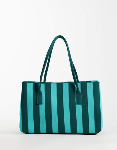 ASOS DESIGN ASOS DESIGN fly knit tote in blue & green stripes-Multi