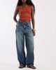 ASOS DESIGN ASOS DESIGN fold over waistband jeans in vintage wash-Blue - 1