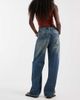 ASOS DESIGN ASOS DESIGN fold over waistband jeans in vintage wash-Blue - 3