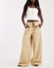 ASOS DESIGN ASOS DESIGN fold waist wide leg pants in stone-Neutral - 1