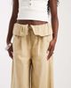 ASOS DESIGN ASOS DESIGN fold waist wide leg pants in stone-Neutral - 3