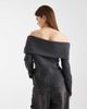 ASOS DESIGN ASOS DESIGN folded over shoulder long sleeve ribbed top in charcoal-Red - 4