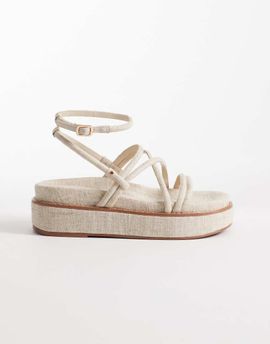 ASOS DESIGN ASOS DESIGN Fortitude strappy flatform sandals in natural-Neutral