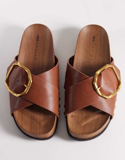 ASOS DESIGN ASOS DESIGN Foster clog mule sandals in tan-Brown