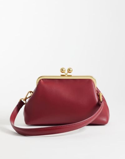 ASOS DESIGN ASOS DESIGN frame shoulder pouch bag with detachable strap in burgundy-Purple