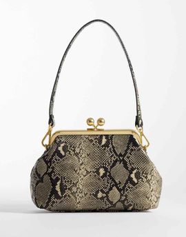 ASOS DESIGN ASOS DESIGN frame shoulder pouch purse with detachable strap in tonal snake-Brown
