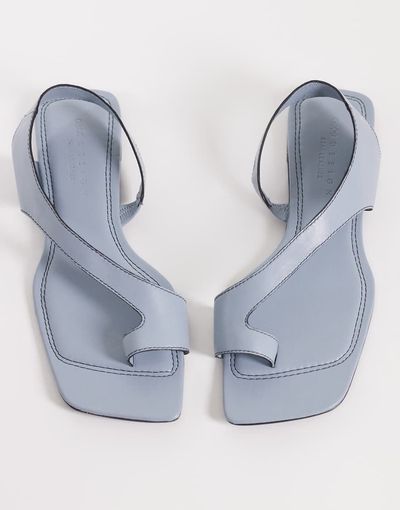 ASOS DESIGN ASOS DESIGN Francesca premium minimal clean toe loop flat sandals in powder blue