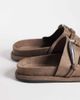 ASOS DESIGN ASOS DESIGN Francisco footbed sandals with metal trim in olive suedette-Green - 4