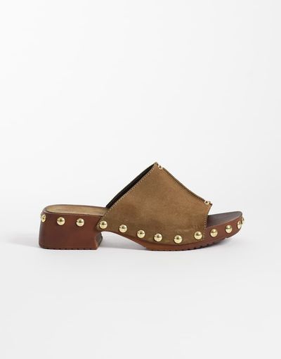 ASOS DESIGN ASOS DESIGN Franco premium mule sandal clogs in olive suede-Green