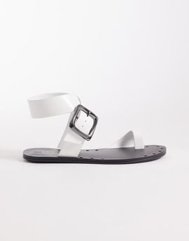 ASOS DESIGN ASOS DESIGN Freely toe loop cross strap flat sandals in white