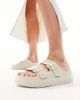 ASOS DESIGN ASOS DESIGN Freestyle flatform double buckle footbed slides in beige-White - 4