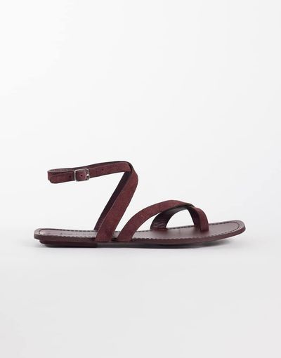 ASOS DESIGN ASOS DESIGN Friction sandals in burgundy real suede-Red
