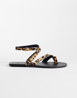ASOS DESIGN ASOS DESIGN Friction sandals in leopard hair on real leather-Multi