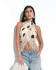 ASOS DESIGN ASOS DESIGN fringe trim multiway satin scarf top in cream polka-dot print - 3