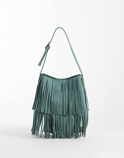 ASOS DESIGN ASOS DESIGN fringed faux suede shoulder in mint green