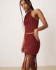 ASOS DESIGN ASOS DESIGN fringed hem mini skirt in rust - part of a set-Brown - 1