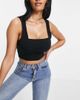 ASOS DESIGN ASOS DESIGN Fuller Bust cotton crop cami with square neck and seam detail in black - BLACK - 1