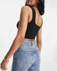 ASOS DESIGN ASOS DESIGN Fuller Bust cotton crop cami with square neck and seam detail in black - BLACK - 2