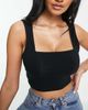ASOS DESIGN ASOS DESIGN Fuller Bust cotton crop cami with square neck and seam detail in black - BLACK - 3