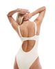 ASOS DESIGN ASOS DESIGN Fuller Bust Emily ribbed underwire swimsuit in ecru-White - 2