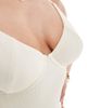 ASOS DESIGN ASOS DESIGN Fuller Bust Emily ribbed underwire swimsuit in ecru-White - 3