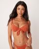 ASOS DESIGN ASOS DESIGN Fuller Bust Kyle broderie underwired bikini top with removable ties in rust-Orange - 1