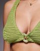 ASOS DESIGN ASOS DESIGN Fuller Bust Lauren textured crop bikini top with chain link in lime-Green - 3