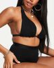 ASOS DESIGN ASOS DESIGN fuller bust mix and match crinkle halter plunge bikini top in black - 4