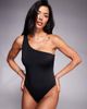 ASOS DESIGN ASOS DESIGN Fuller Bust Revenge Athens sculpting one-shoulder swimsuit in black - 1