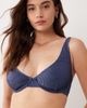 ASOS DESIGN ASOS DESIGN Fuller Bust Riddy glitter ribbed underwire bikini top in slate blue - 2