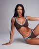 ASOS DESIGN ASOS DESIGN Fuller Bust Ronnie ribbed contrast binding underwire bikini top in chocolate-Brown - 1