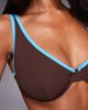 ASOS DESIGN ASOS DESIGN Fuller Bust Ronnie ribbed contrast binding underwire bikini top in chocolate-Brown - 3
