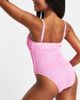 ASOS DESIGN ASOS DESIGN fuller bust shirred body swimsuit in pink - 2