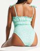 ASOS DESIGN ASOS DESIGN Fuller Bust tie shoulder lettuce edge swimsuit in two tone floral print-Multi - 4