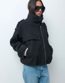 ASOS DESIGN ASOS DESIGN funnel cropped cape formal coat in black