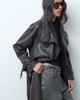 ASOS DESIGN ASOS DESIGN funnel leather look longline trench coat in chocolate-Brown - 2