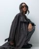 ASOS DESIGN ASOS DESIGN funnel leather look longline trench coat in chocolate-Brown - 4