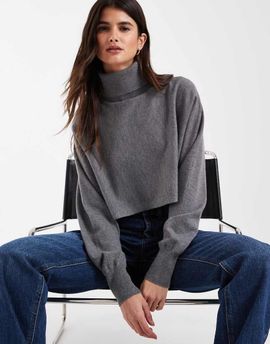 ASOS DESIGN ASOS DESIGN funnel neck batwing super cropped sweater in gray