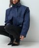 ASOS DESIGN ASOS DESIGN funnel neck belted hem 80s sport jacket-Navy - 3