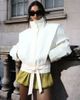 ASOS DESIGN ASOS DESIGN funnel neck belted hem 80s sport jacket in cream-White - 1