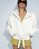ASOS DESIGN ASOS DESIGN funnel neck belted hem 80s sport jacket in cream-White - 4