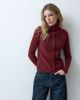 ASOS DESIGN ASOS DESIGN funnel neck ribbed cardi in burgundy-RED - 1
