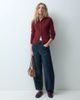 ASOS DESIGN ASOS DESIGN funnel neck ribbed cardi in burgundy-RED - 2