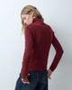 ASOS DESIGN ASOS DESIGN funnel neck ribbed cardi in burgundy-RED - 4