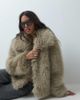 ASOS DESIGN ASOS DESIGN funnel neck short faux fur belted coat in mid brown - 1